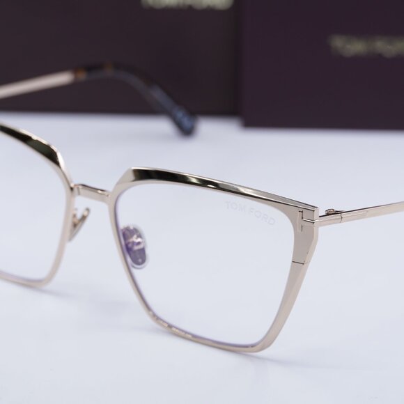 Tom Ford FT5945-B 028 Square Eyeglasses 56mm - Gold/Clear Blue Light Block - Picture 7 of 10